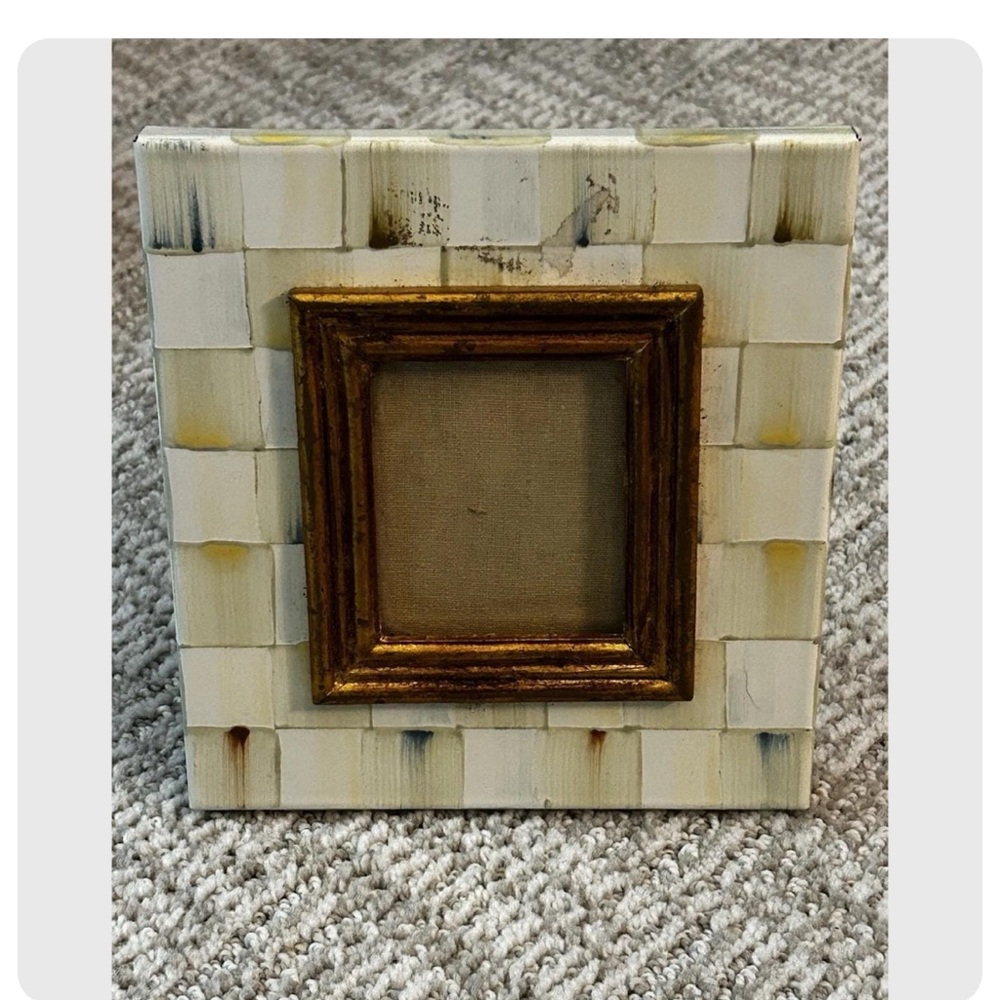 MacKenzie-Childs parchment chexk Cream picture photo Frame 3 available rare